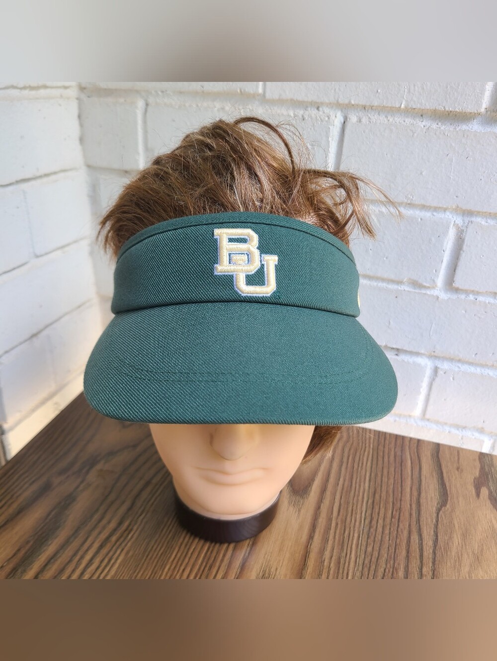 NIKE Dri-fit Baylor Bears Visor Green Gold BU Logo Sporty Sun Hat